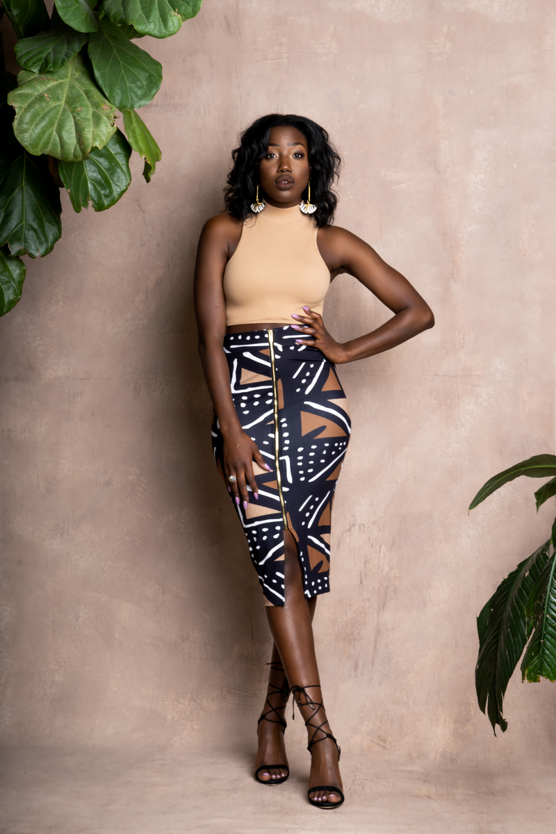 Tara Stretchy African Print Pencil Skirt