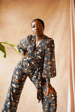 Tula African Print Mudcloth Print Jumpsuit