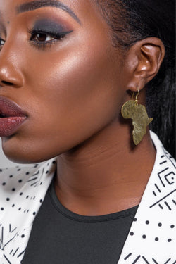 Brass Full African Map Earrings