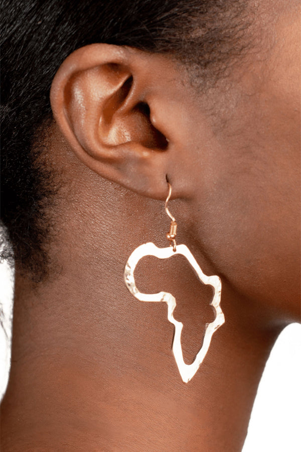 Brass African Map Earrings