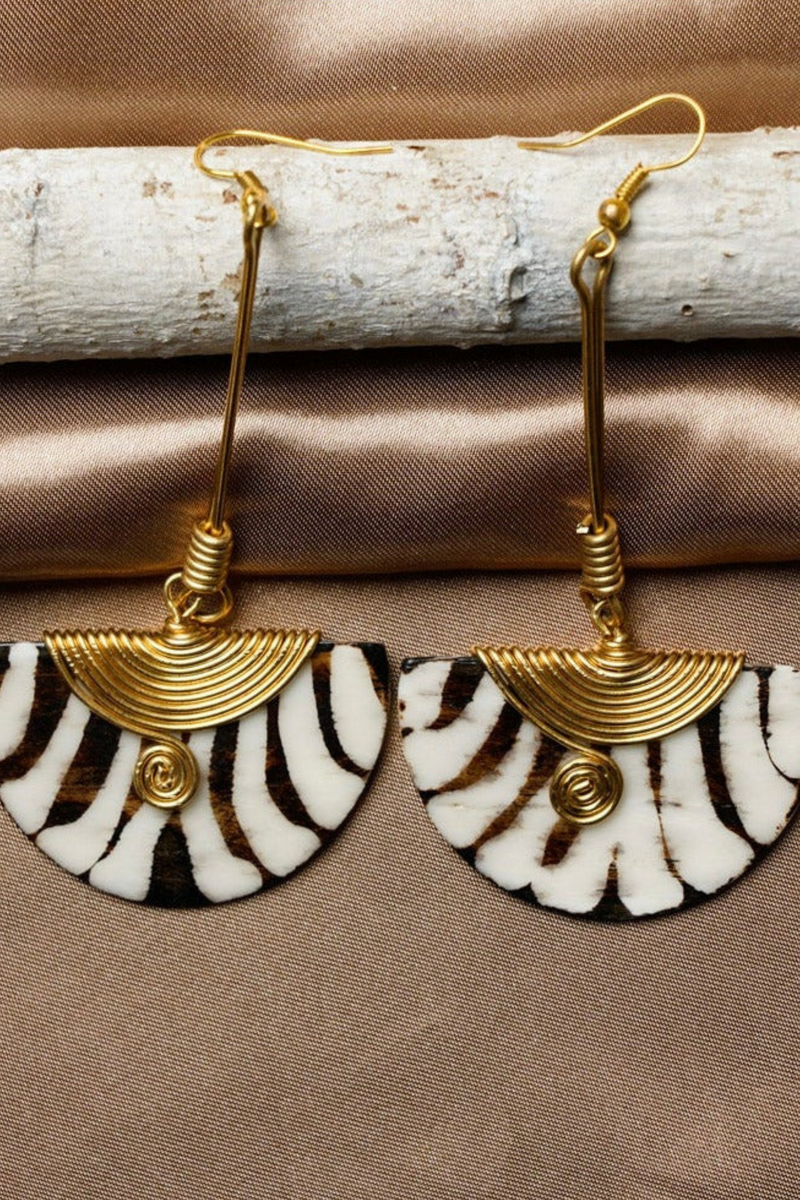 Zila brass and bone earrings