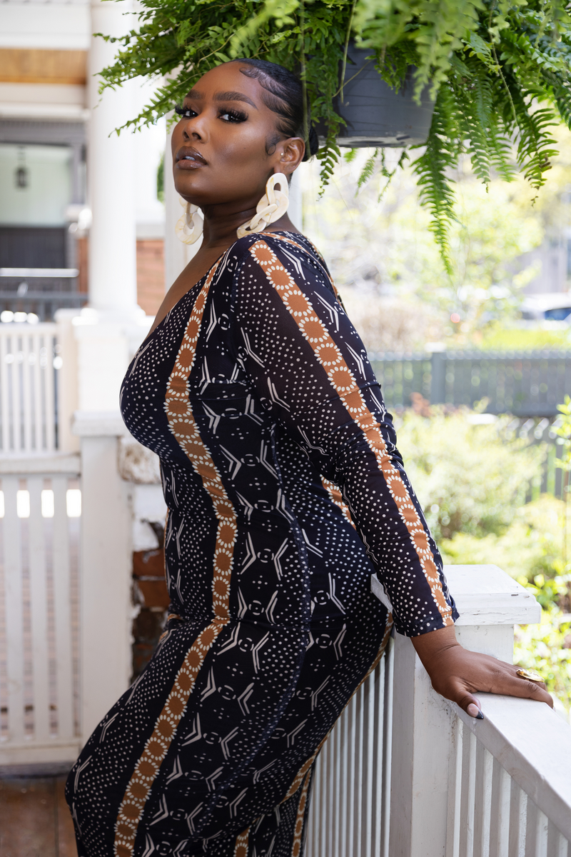 Jelissa African Print Mesh Dress