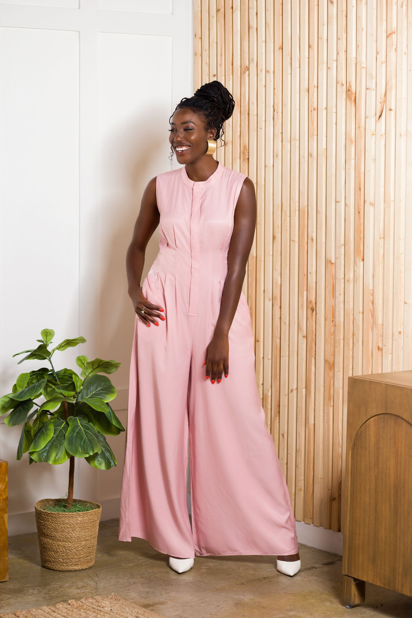 Jumpsuits | Asha Pink Jumpsuit | African Fashion – Sirani's Fashion