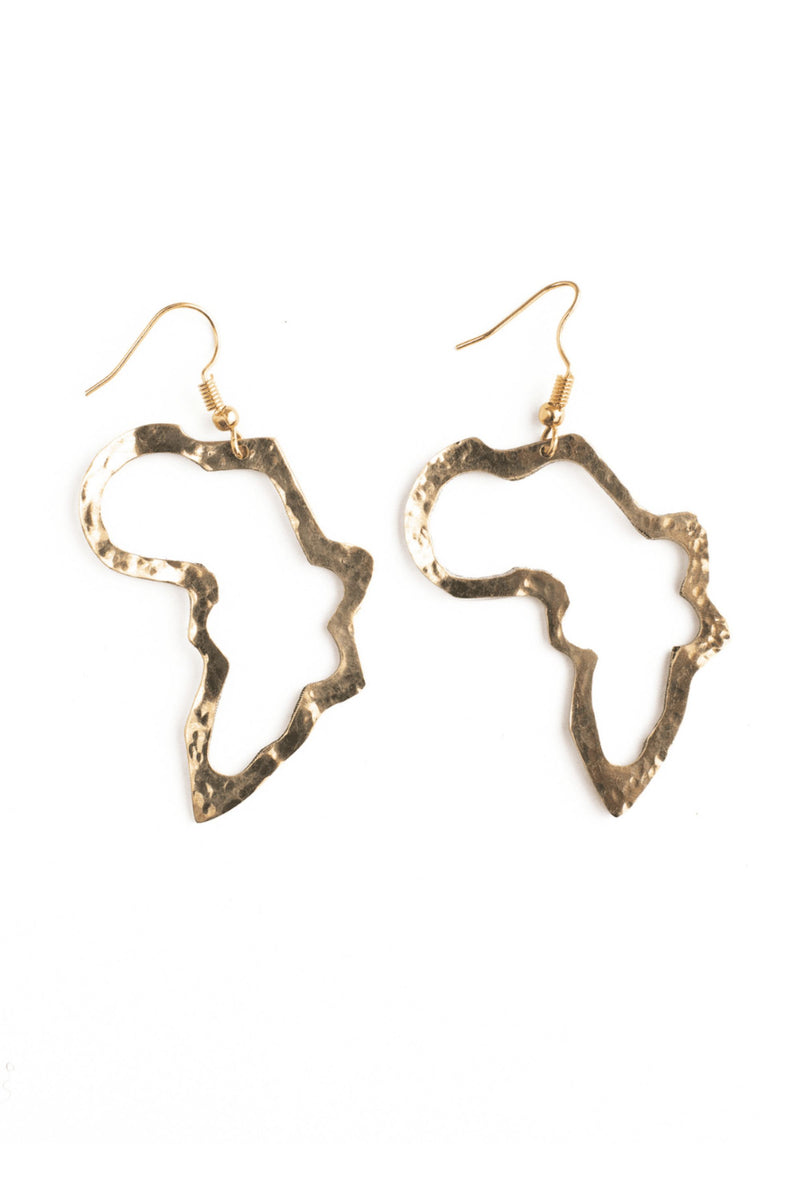 Brass African Map Earrings