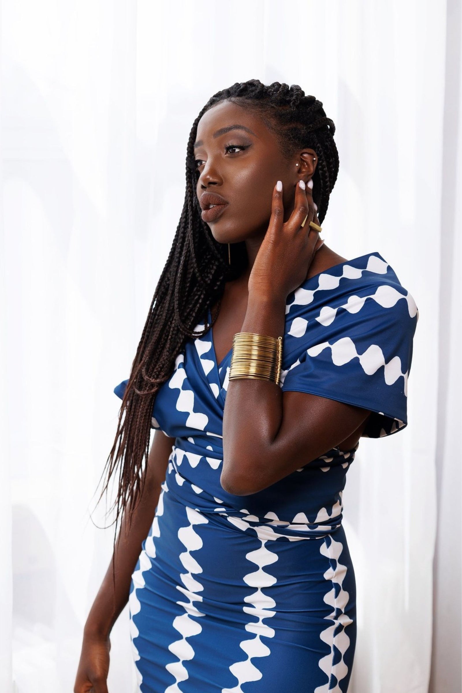 African Dresses | Blue African Print Infinity Dress