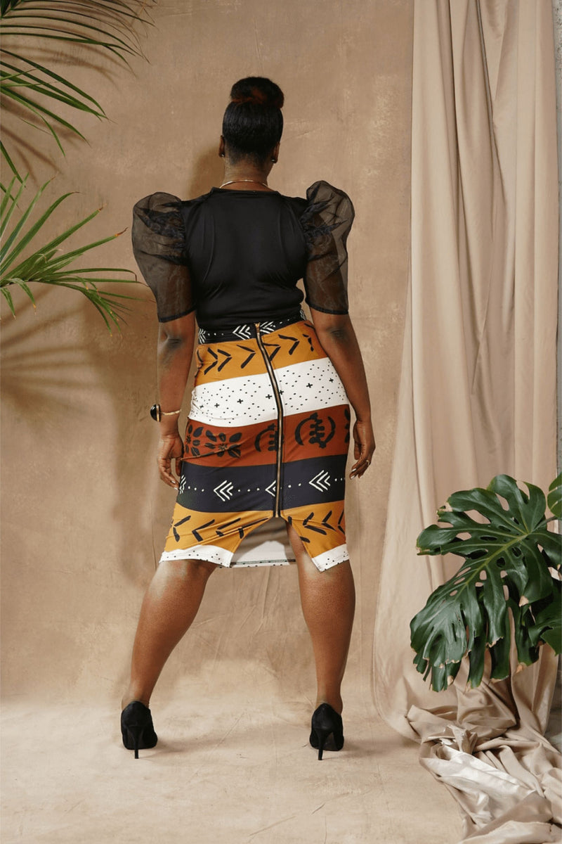 Lona Stretchy African Print Pencil Skirt