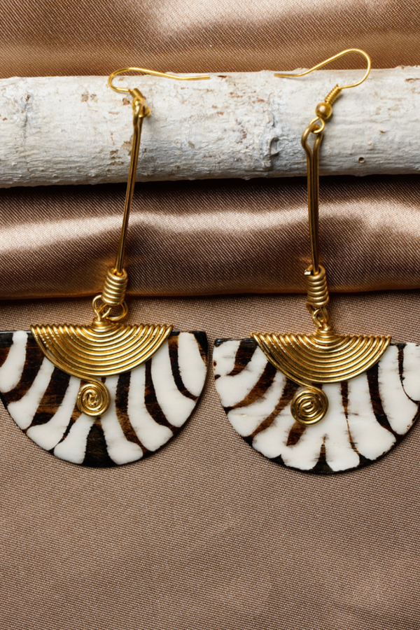 Zila brass and bone earrings