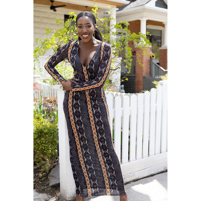 Jelissa African Print Mesh Dress