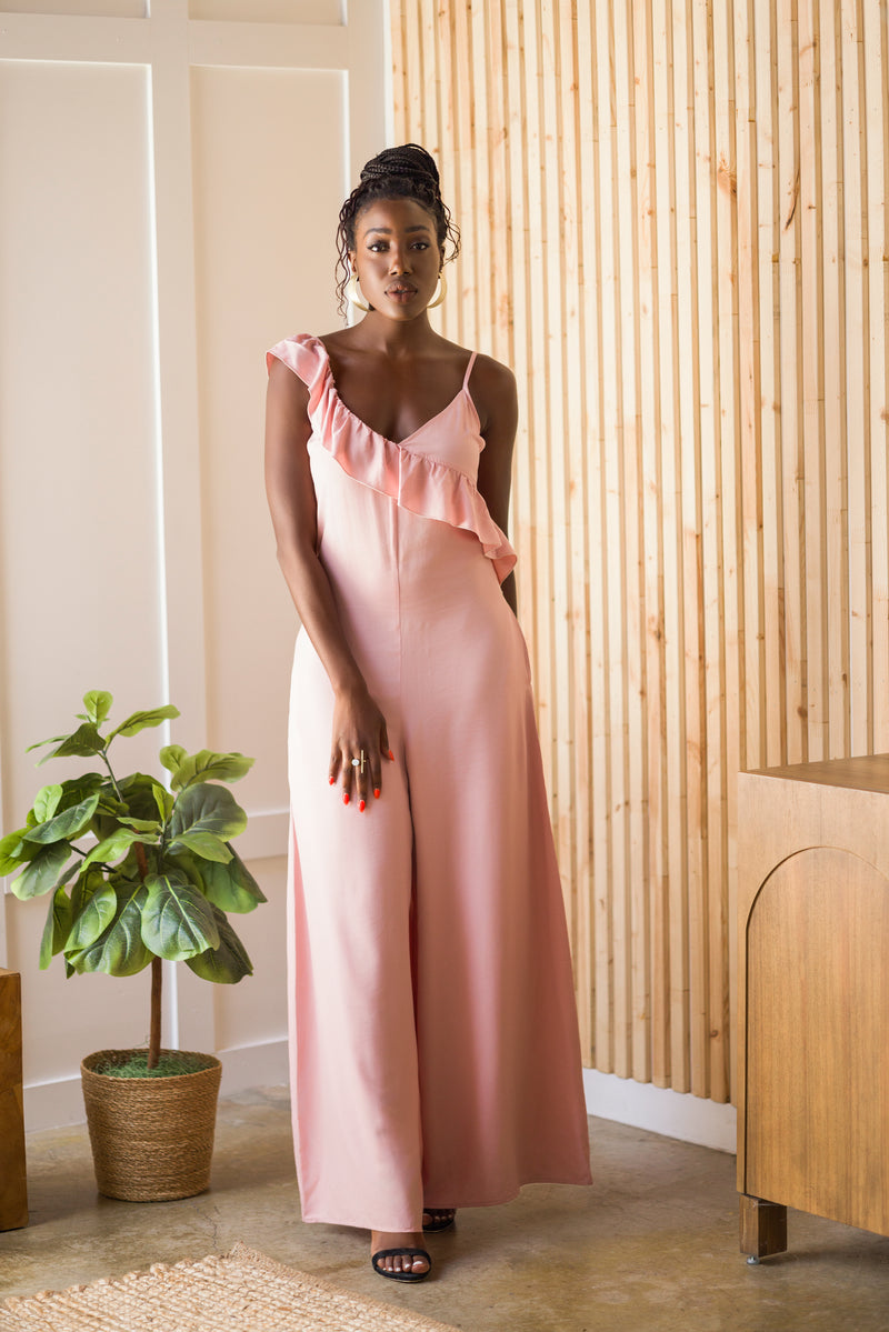 pink dress jumpsuit Azazie Jumpsuit/Pantsuit Boat Neck Ankle-Length Stretch Crepe Mother of the Bride or Groom Dresses