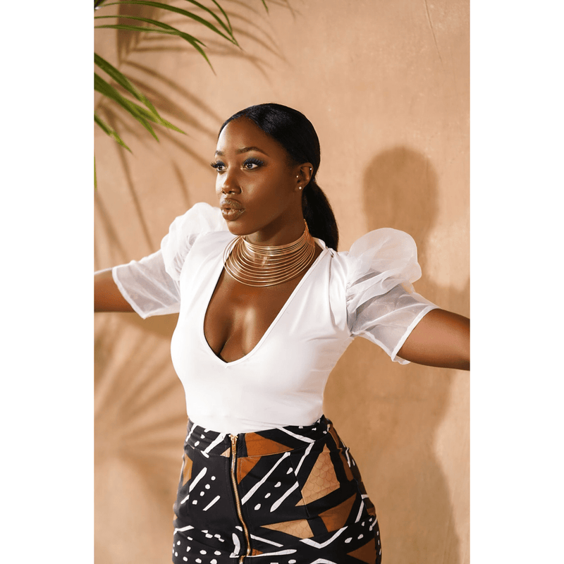 Stretchy brown pencil skirt best sale